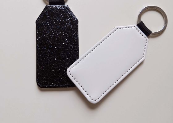 Leather Sublimation Blancs personnalisés porte-clés cœur ronde Formes rectangulaires